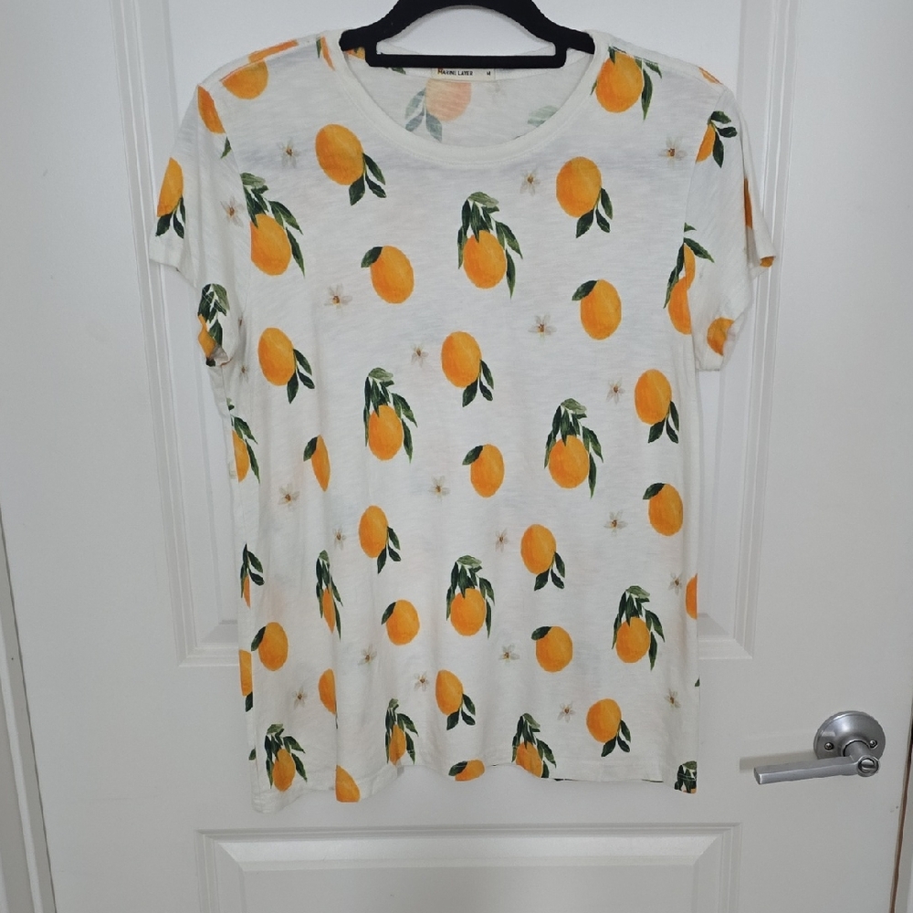 Marine Layer White Tee with Orange Fruit Print